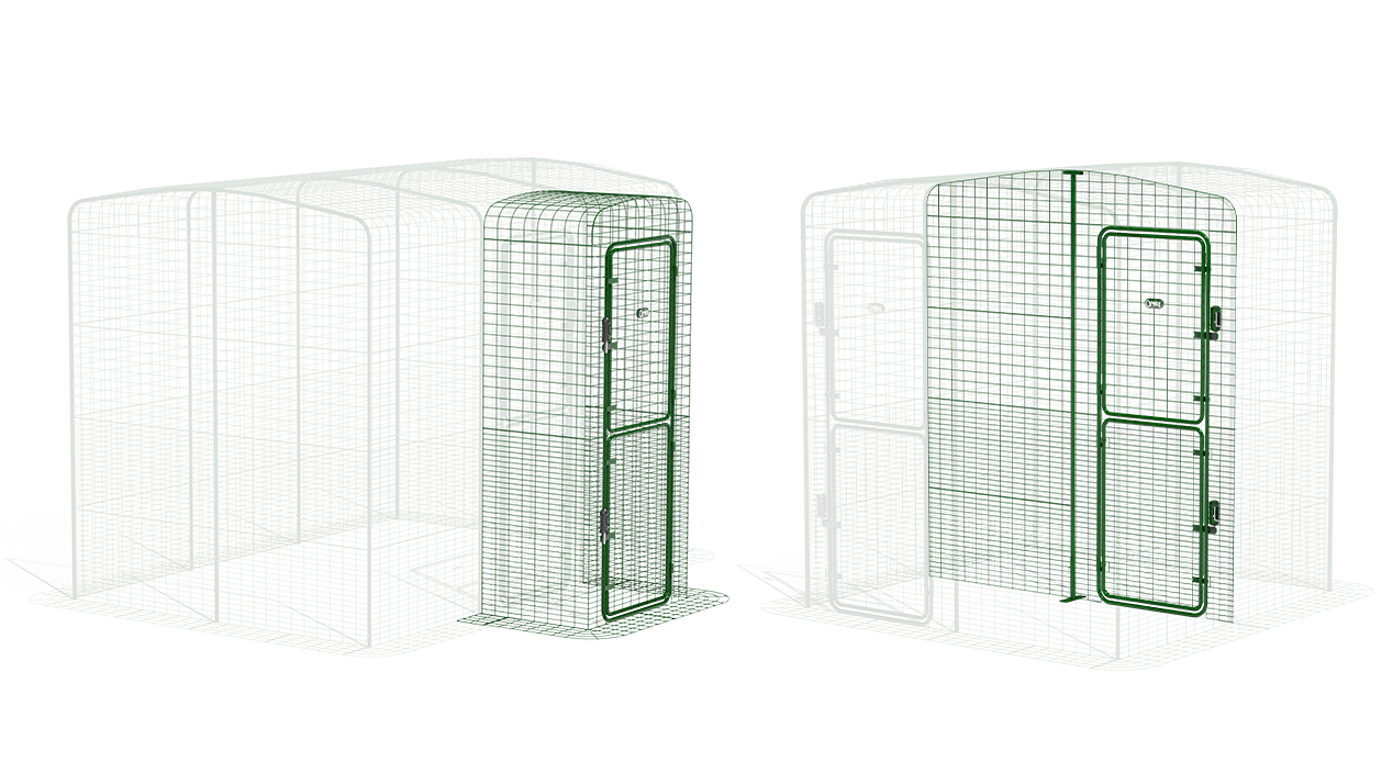 Graphic showing the Porch and Partition for the Outdoor Rabbit Run